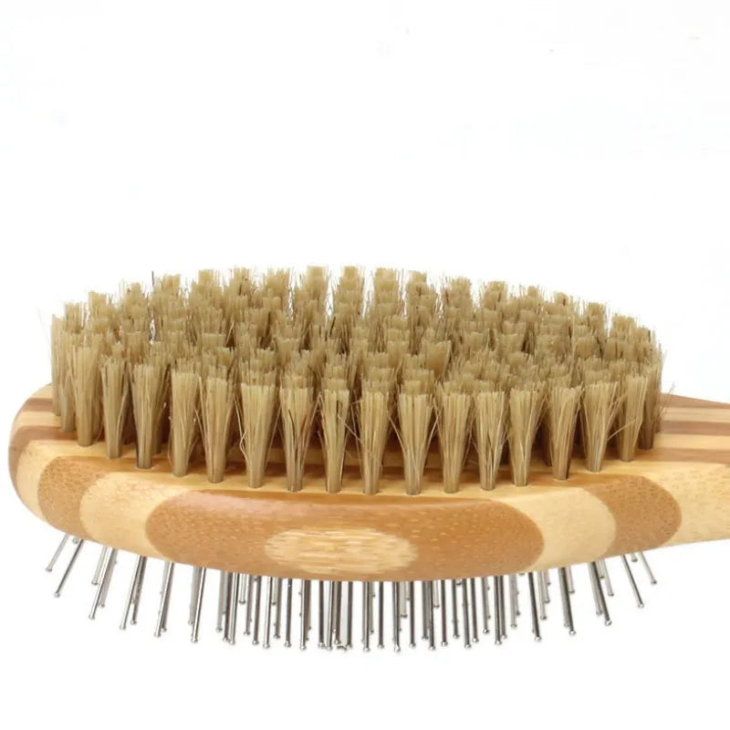 Bamboo Double-Sided Pet Grooming Brush for Dogs & Cats